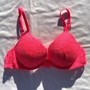 La Senza Obsession Push Up Bra Hot Pink Lace Underwire